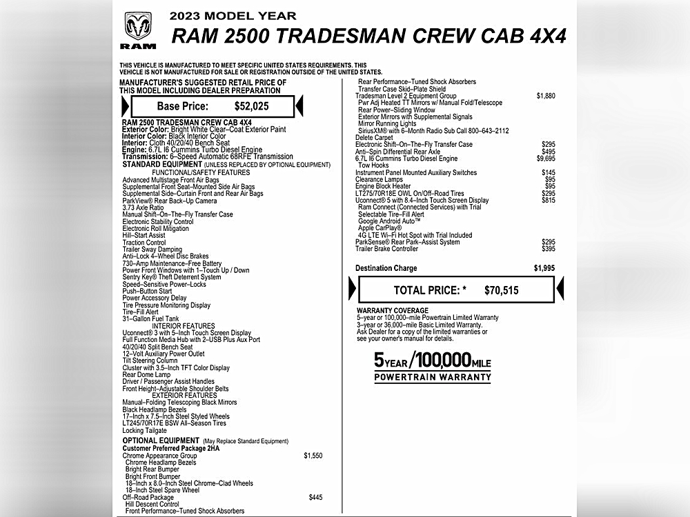 ram ram 2500 pickup 2023 3C6UR5CL2PG636135 image ram ram 2500 pickup 2023 3C6UR5CL2PG636135 image